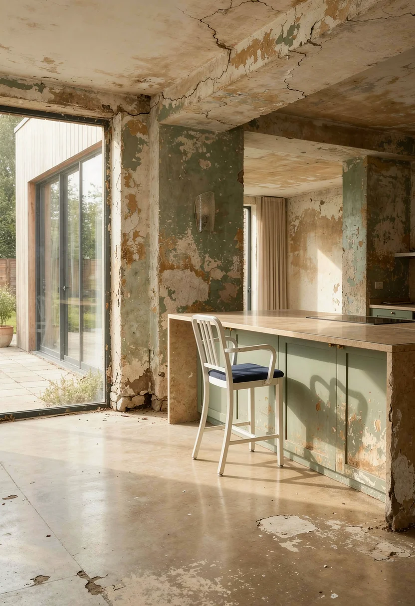 Modern kitchen before renovation empty room