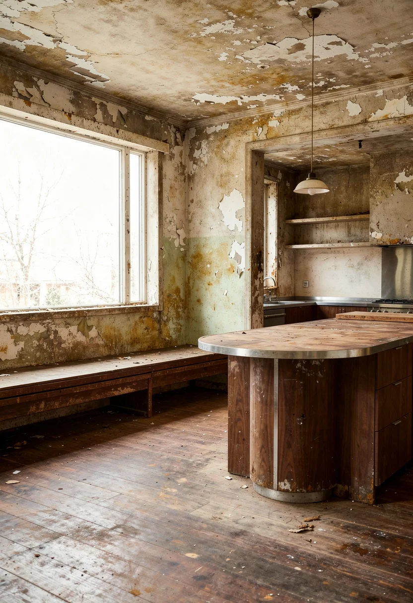 Modern kitchen before renovation empty room