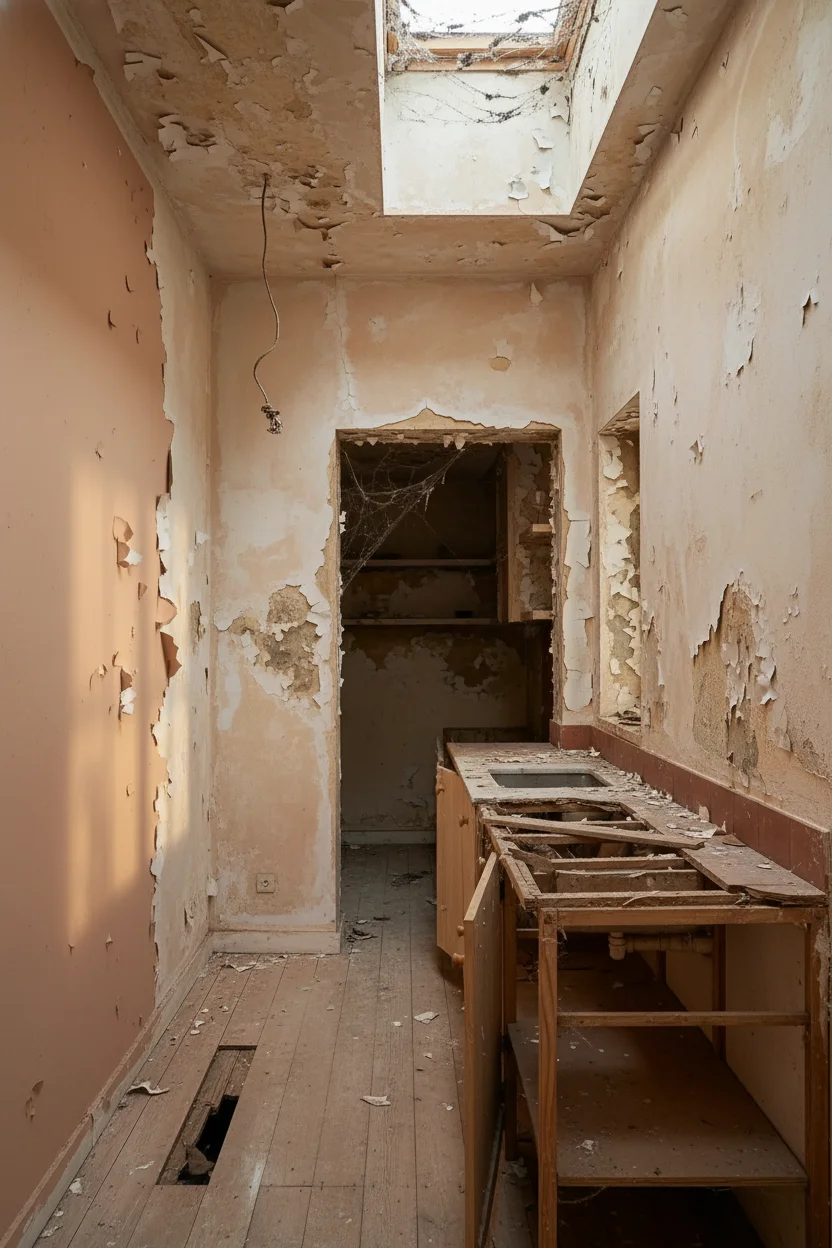 Modern kitchen before renovation empty room