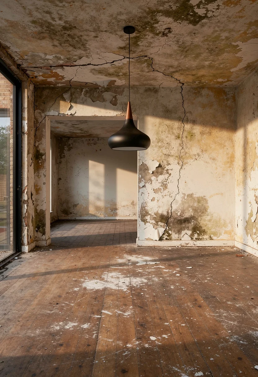 Modern kitchen earthy colors before renovation empty room