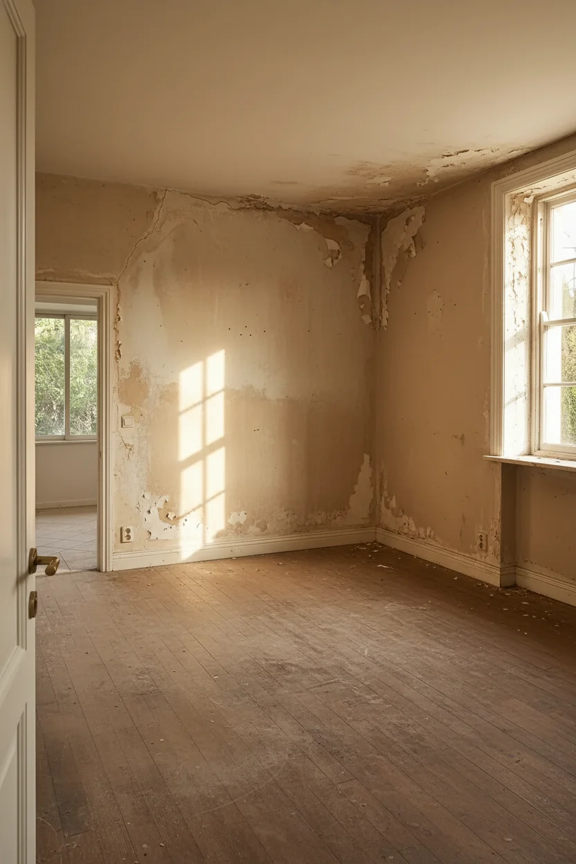 Modern kitchen island design before renovation empty room