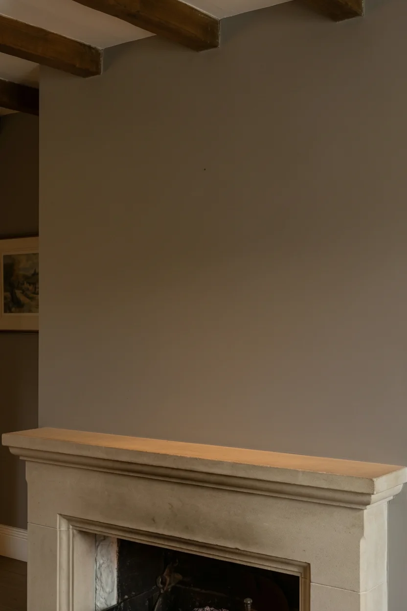 English Country Living Room fireplace anchor design scene empty room