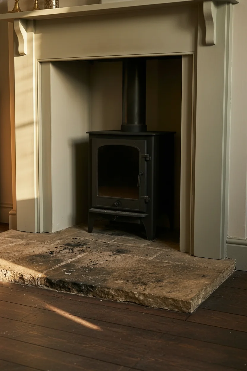 English Country Living Room fireplace anchor design scene empty room