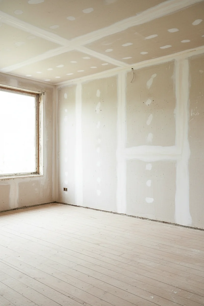 English Country Living Room mismatched furniture design scene empty room