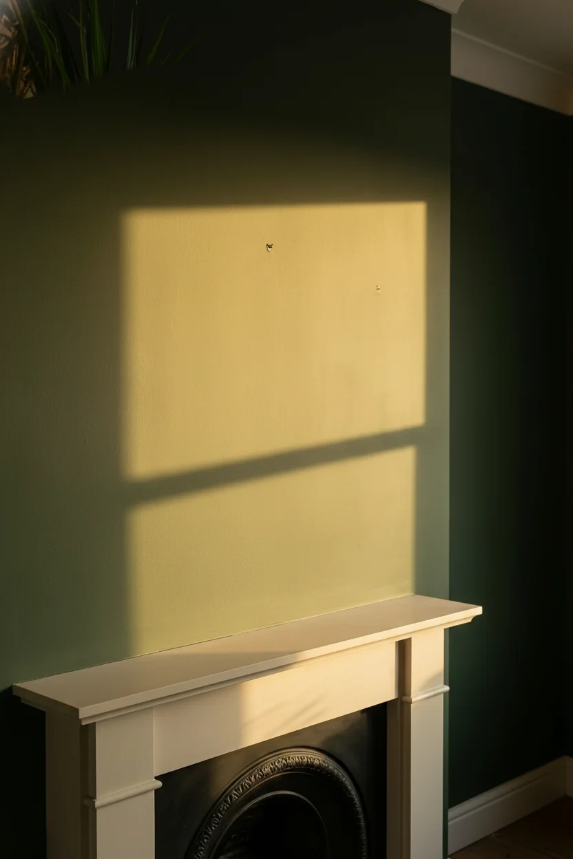 English Country Living Room cottage lighting design scene empty room