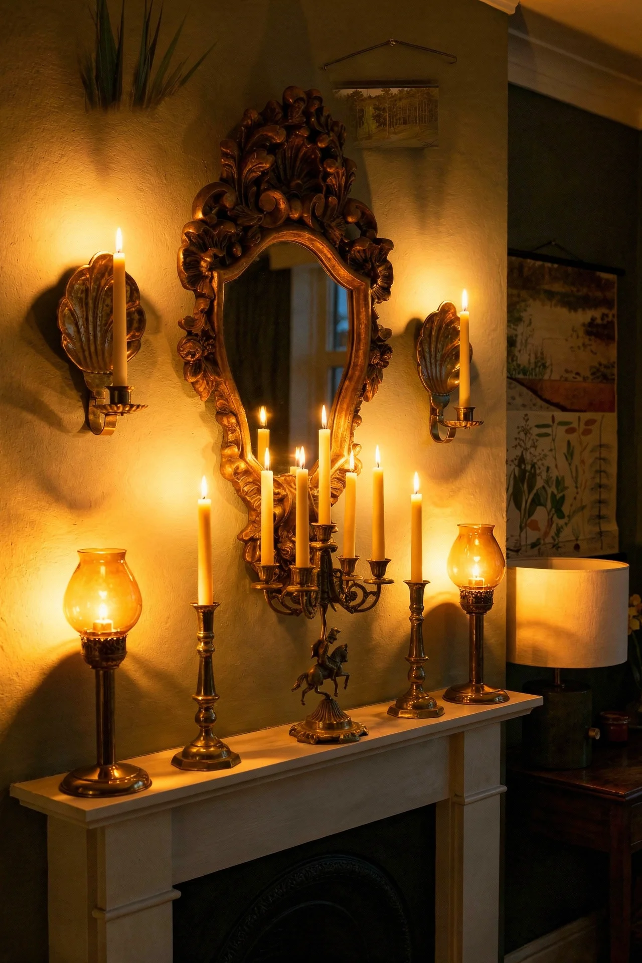 English Country Living Room cottage lighting design scene evening mood