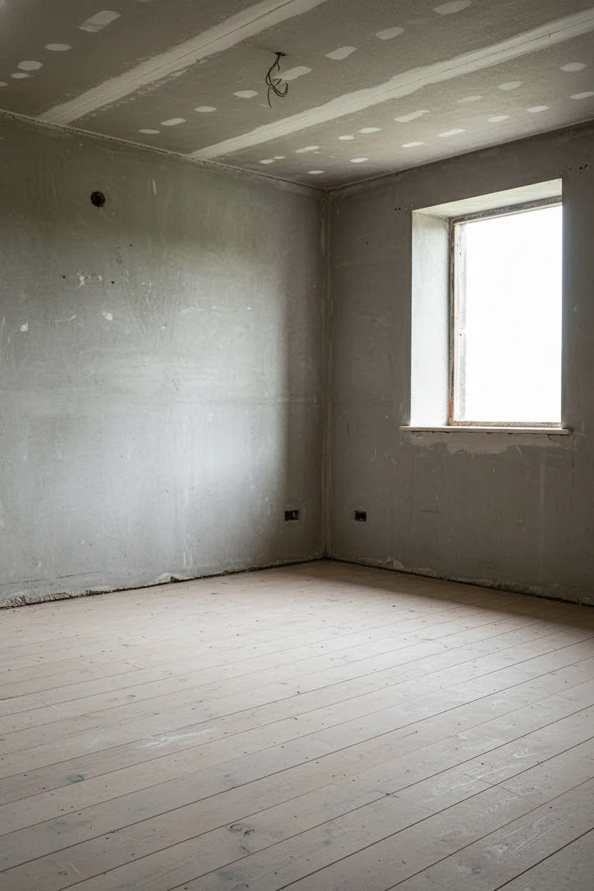 English Country Living Room cottage lighting design scene empty room