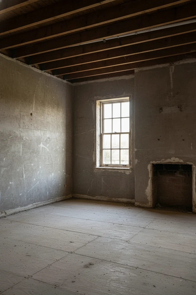 English Country Living Room cottage lighting design scene empty room