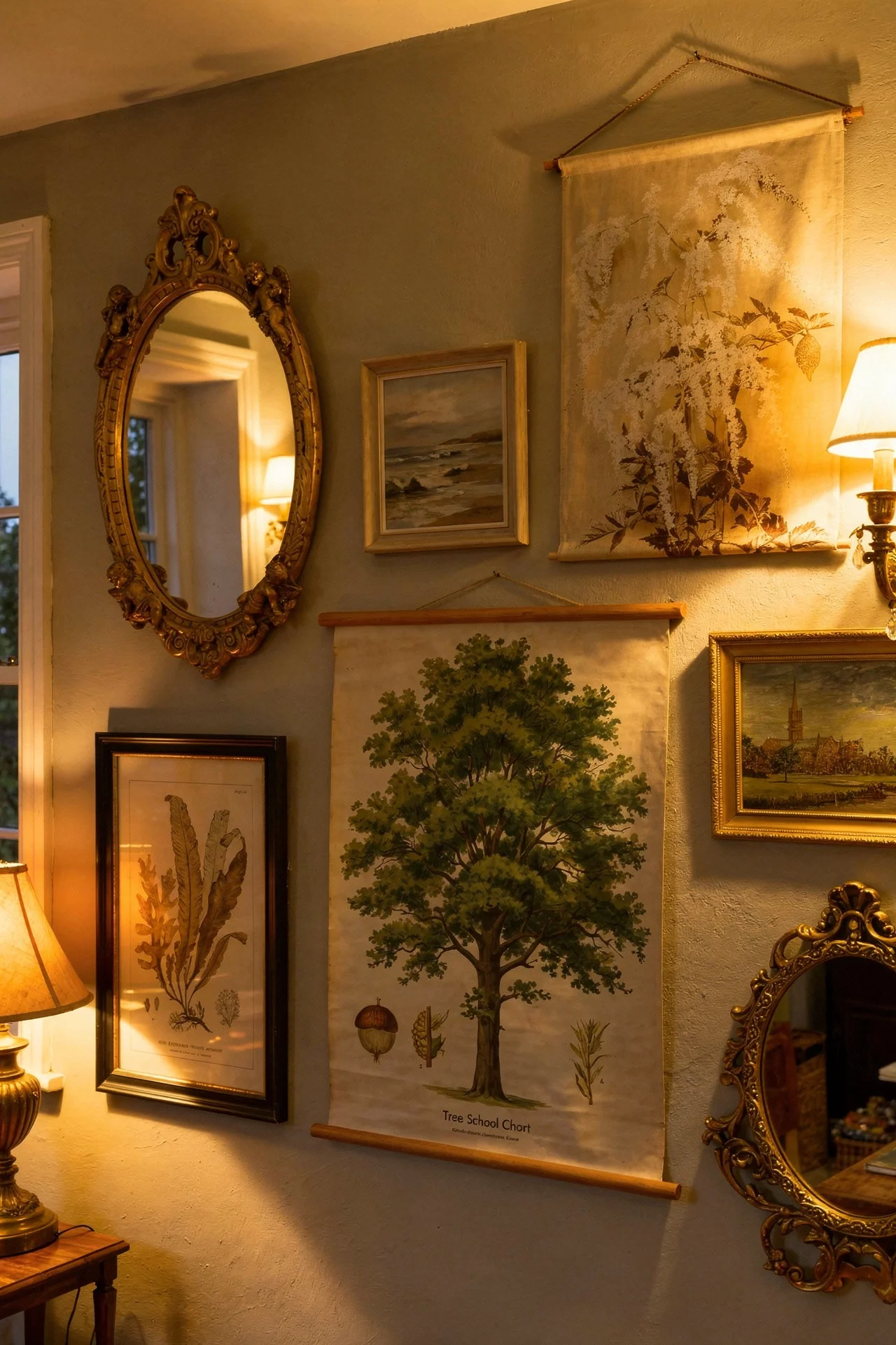 English Country Living Room patina imperfection design scene evening mood