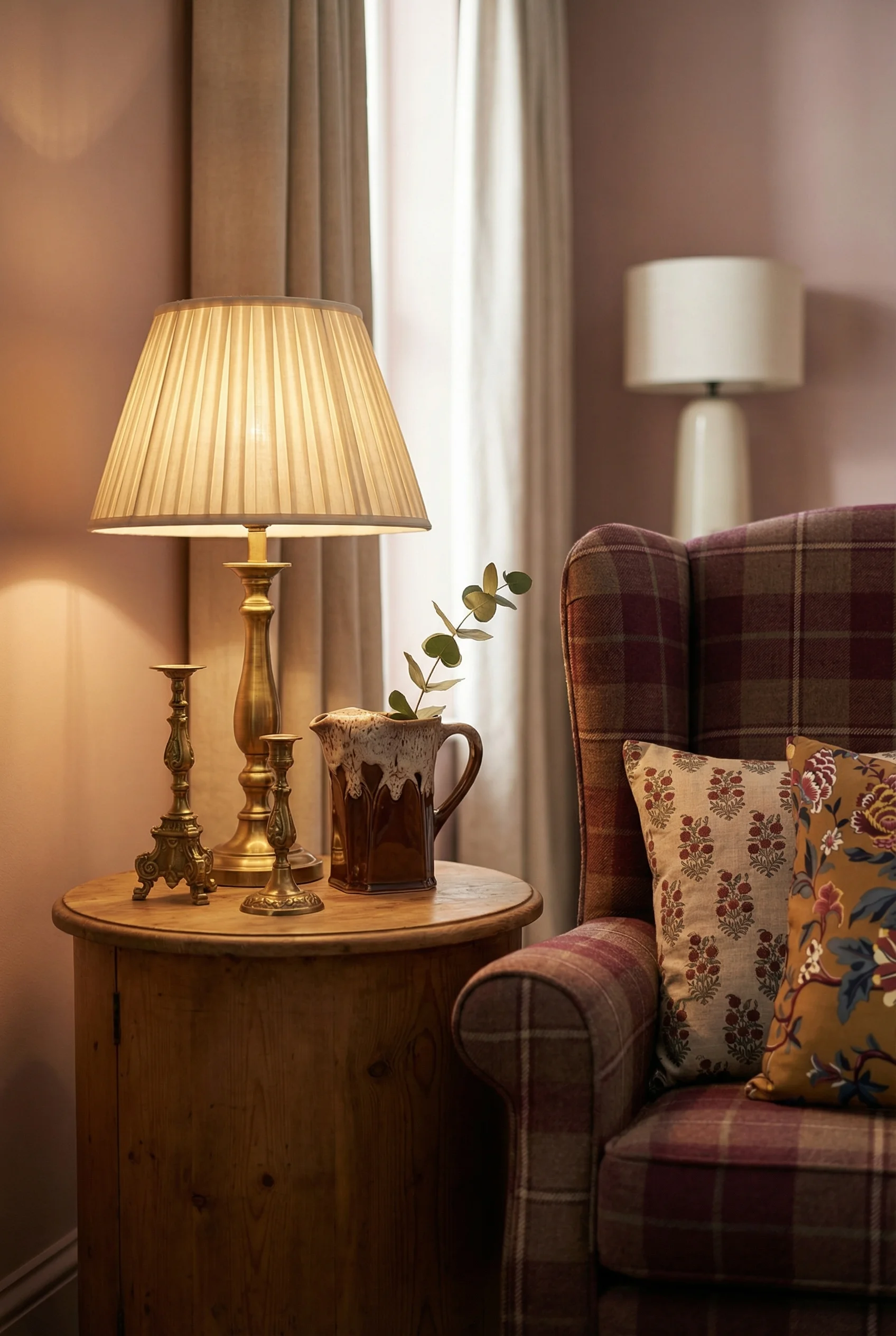 English Country Living Room cottage lighting design scene