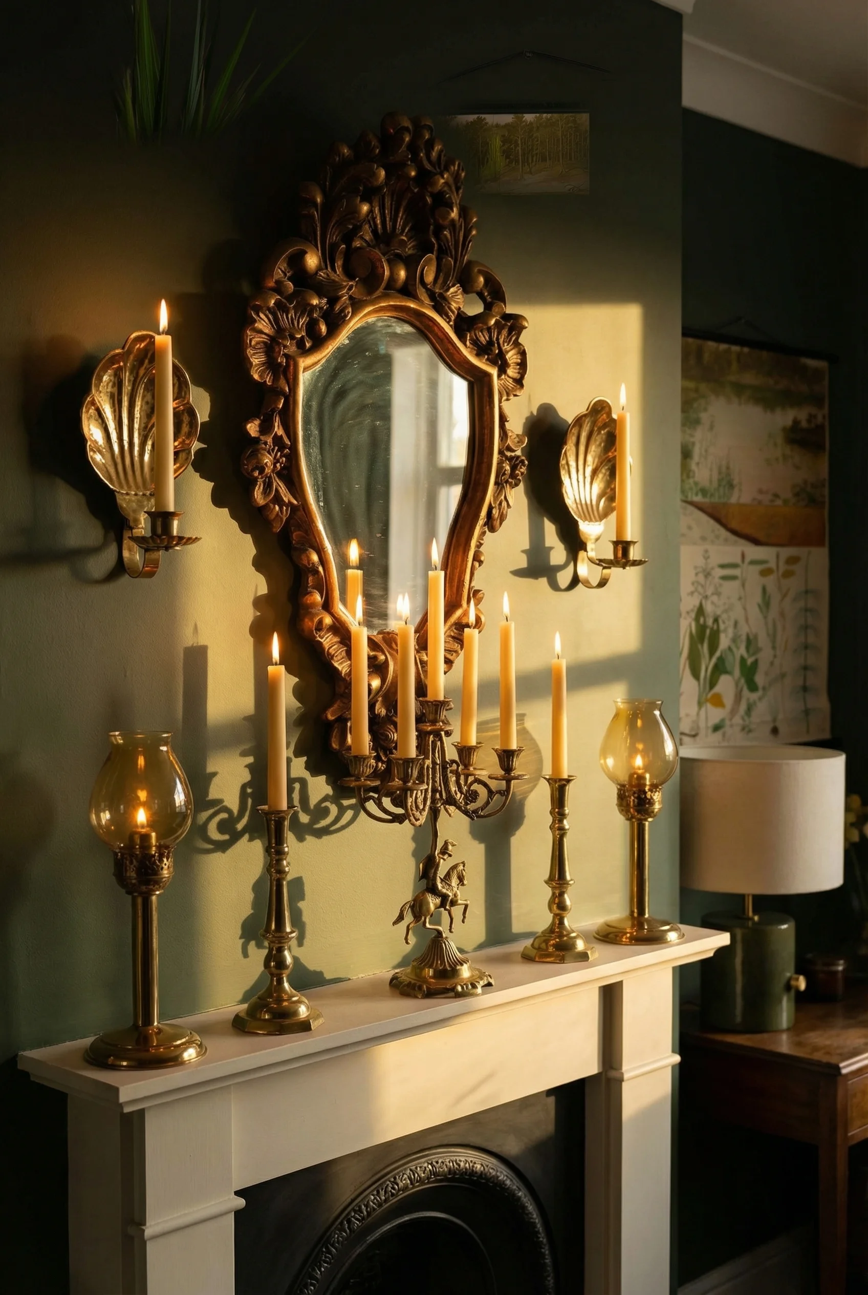 English Country Living Room cottage lighting design scene