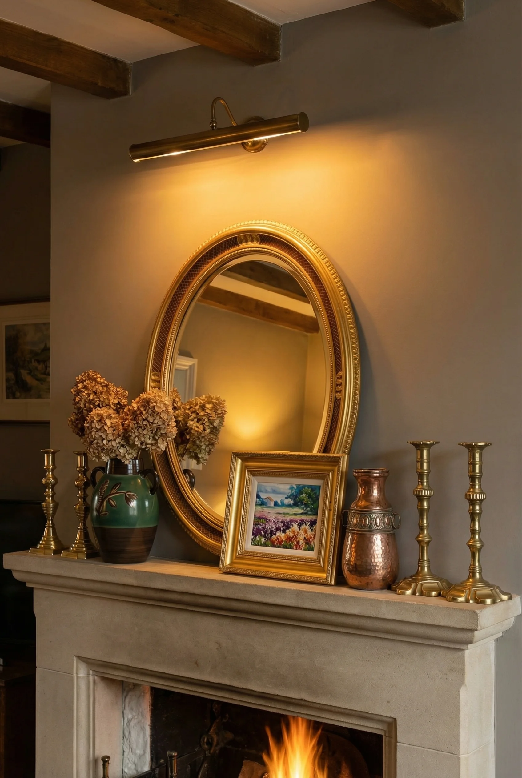 English Country Living Room fireplace anchor design scene