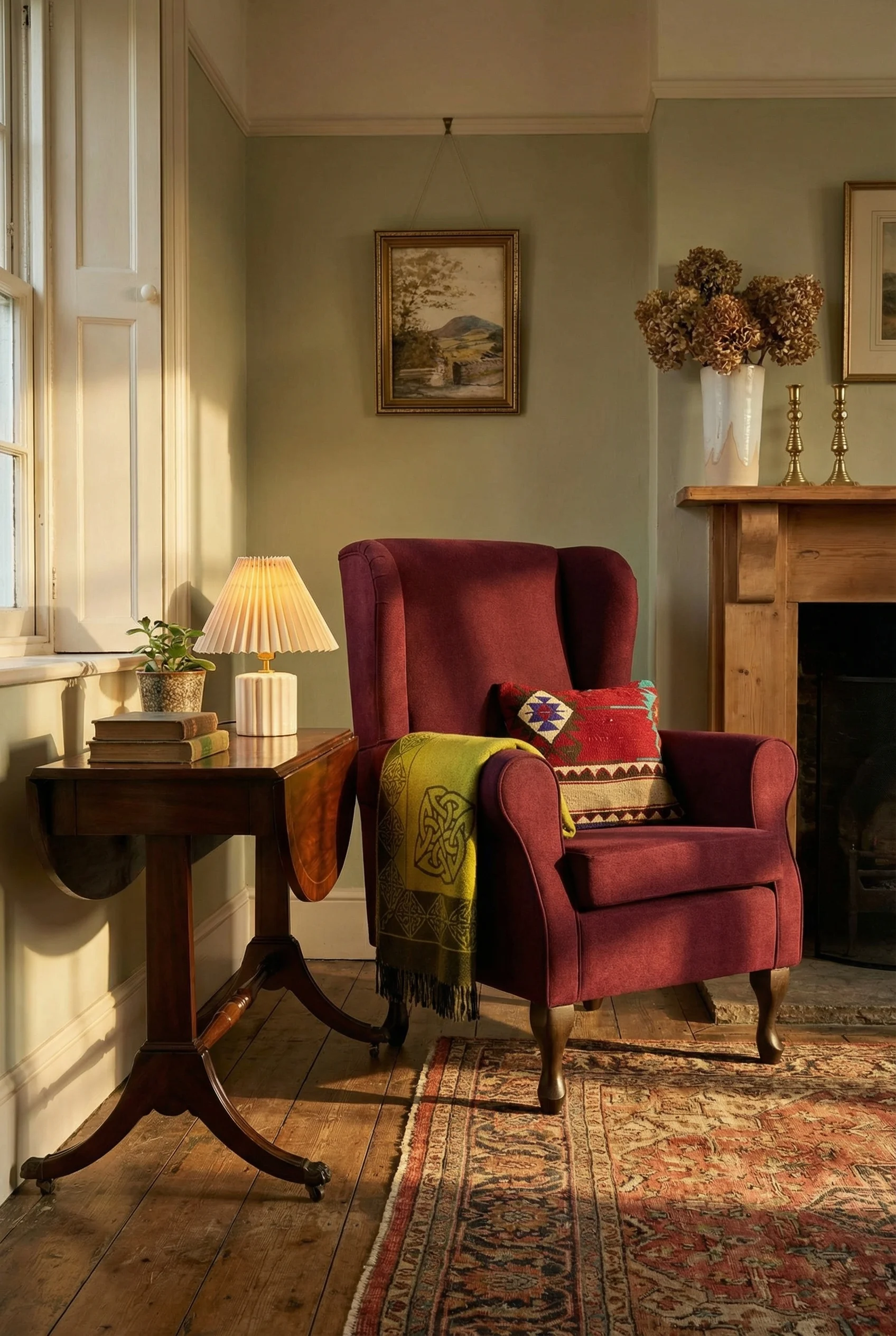 English Country Living Room fireplace anchor design scene