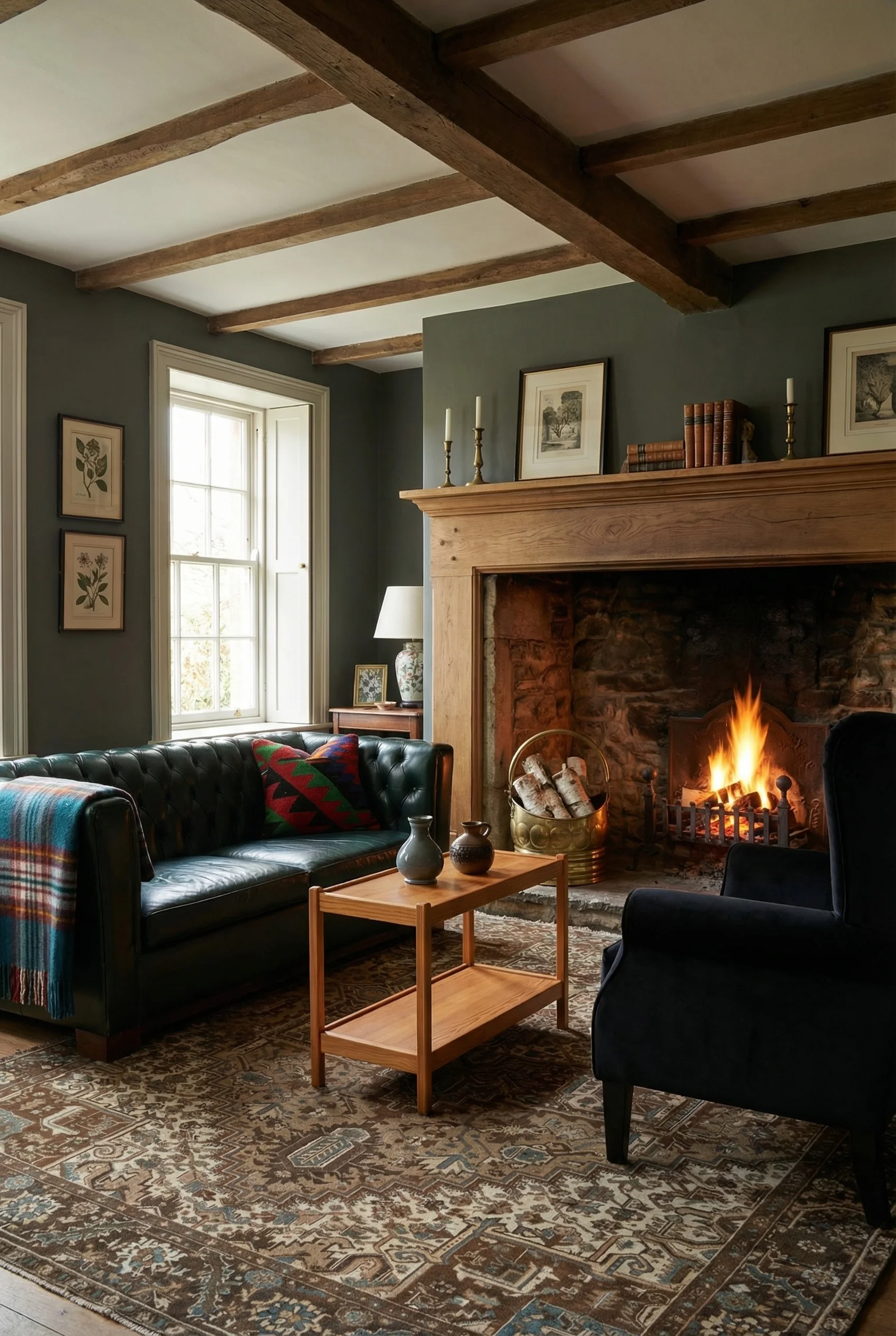 English Country Living Room fireplace anchor design scene