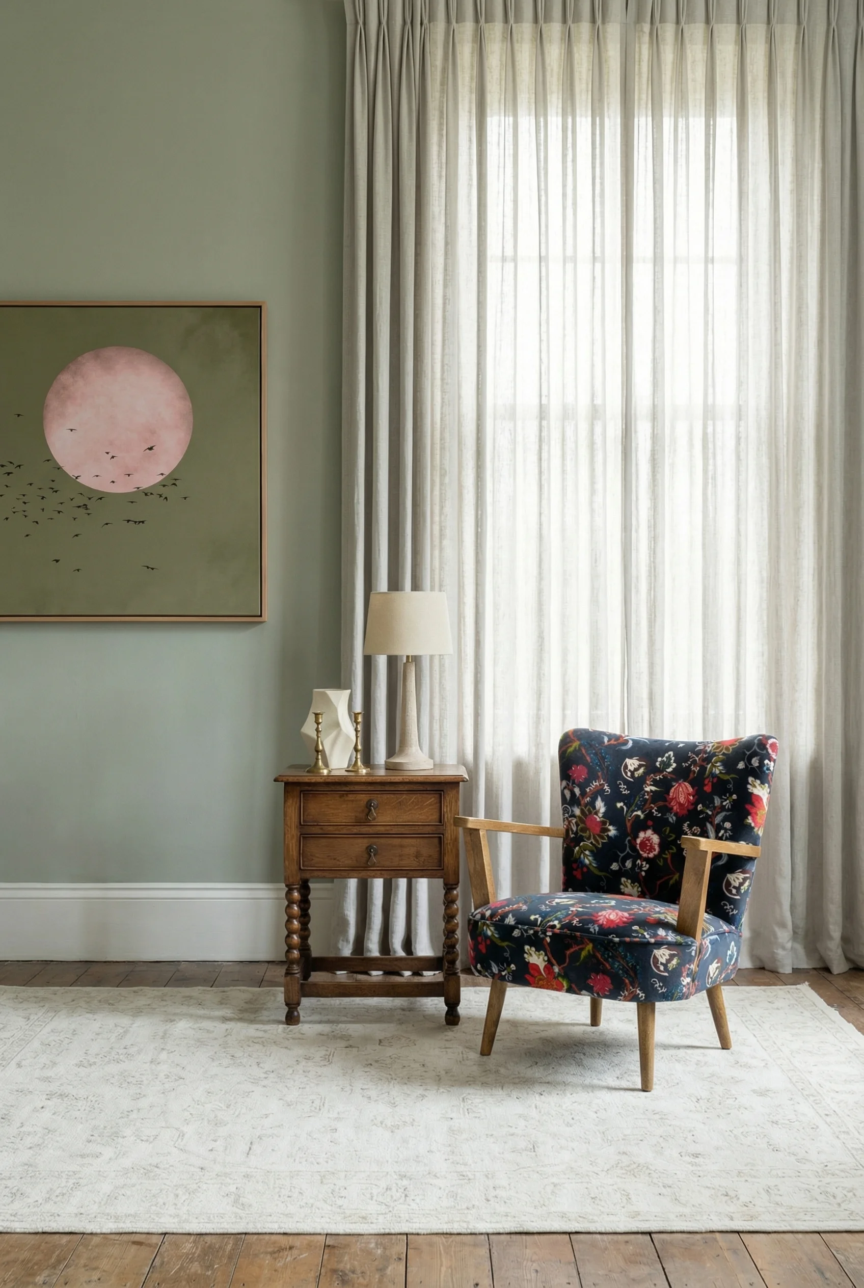 English Country Living Room hero fabric pattern mixing design scene