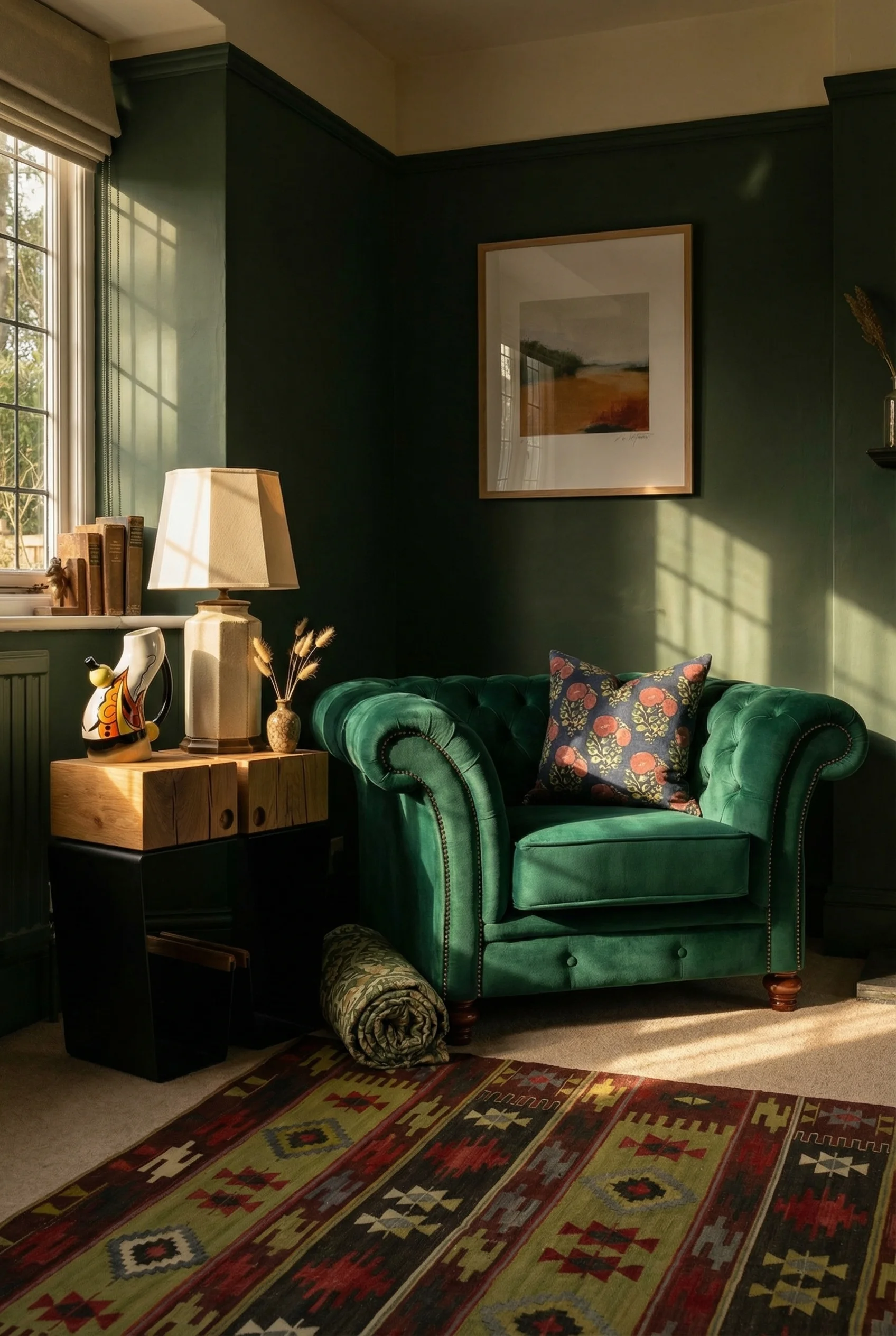 English Country Living Room mismatched furniture design scene