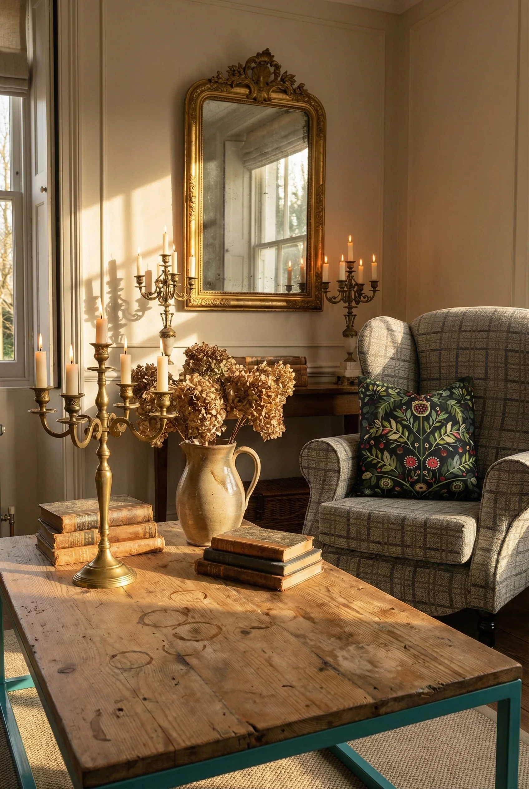 English Country Living Room patina imperfection design scene