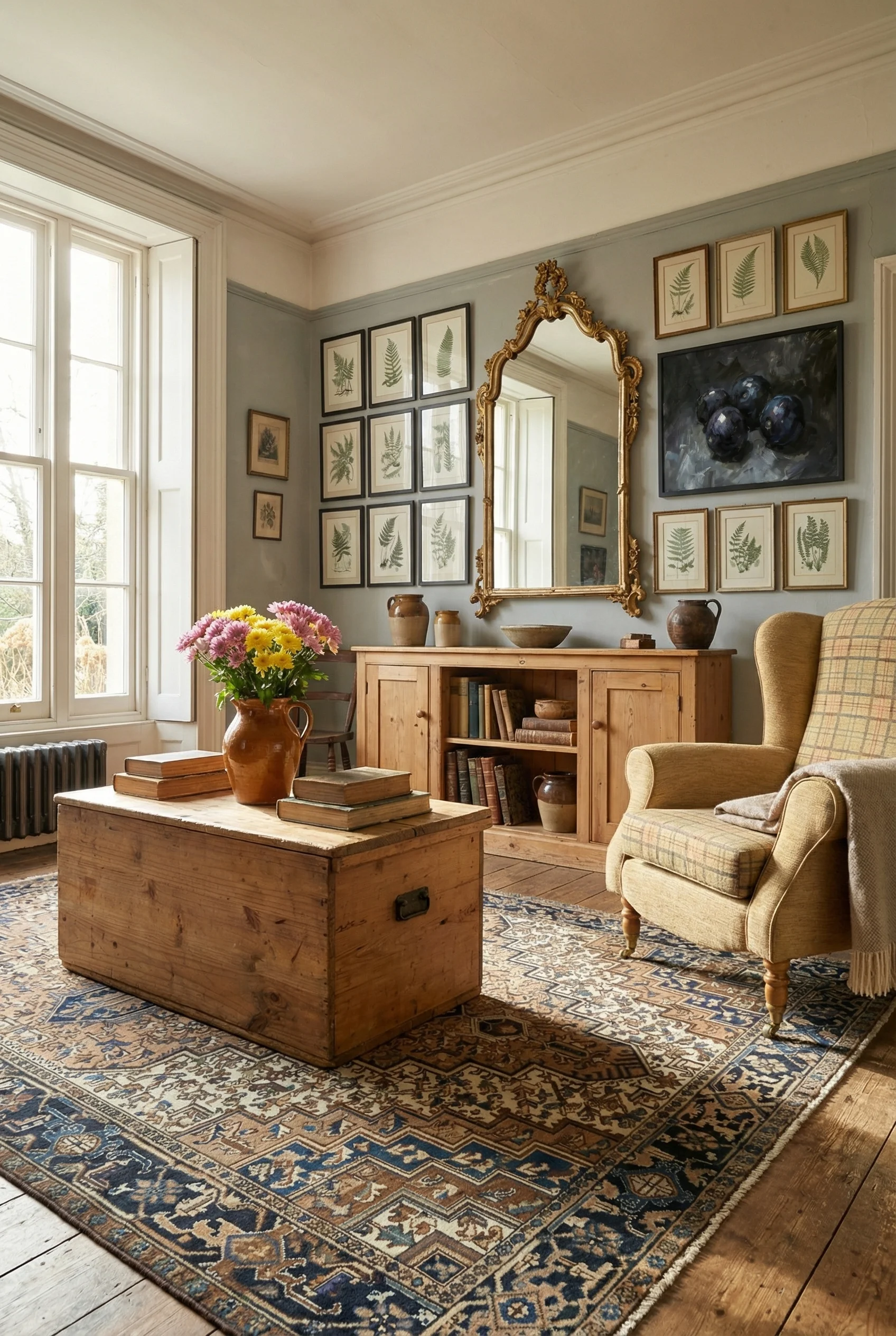 English Country Living Room patina imperfection design scene